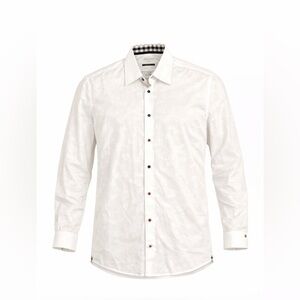 LUCHIANO VISCONTI UOMO WHITE MERCERIZED COTTON CIRCLES BUTTON UP SHIRT SIZE XL‍‍